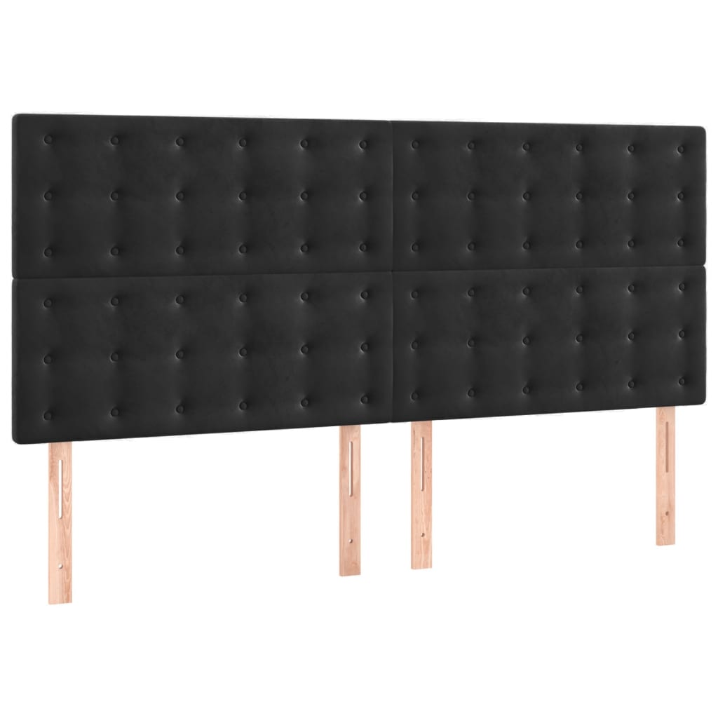 Testiere 4 pz Nere 100x5x78/88 cm in Velluto