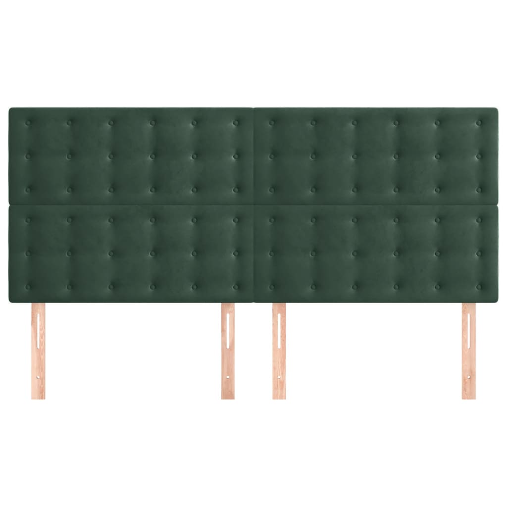 Testiere 4 pz Verde Scuro 100x5x78/88 cm in Velluto
