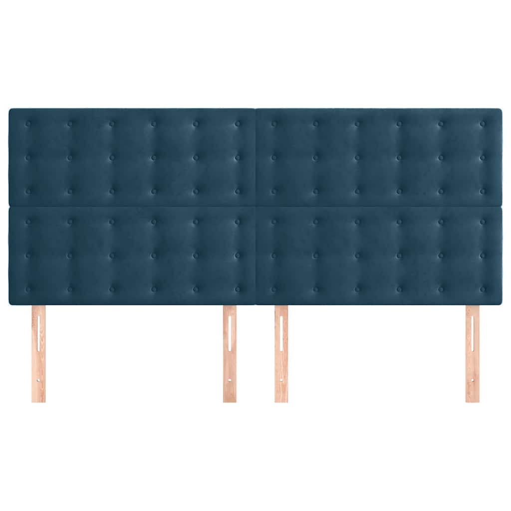 Testiera Blu Scuro 200x5x118/128 cm Velluto