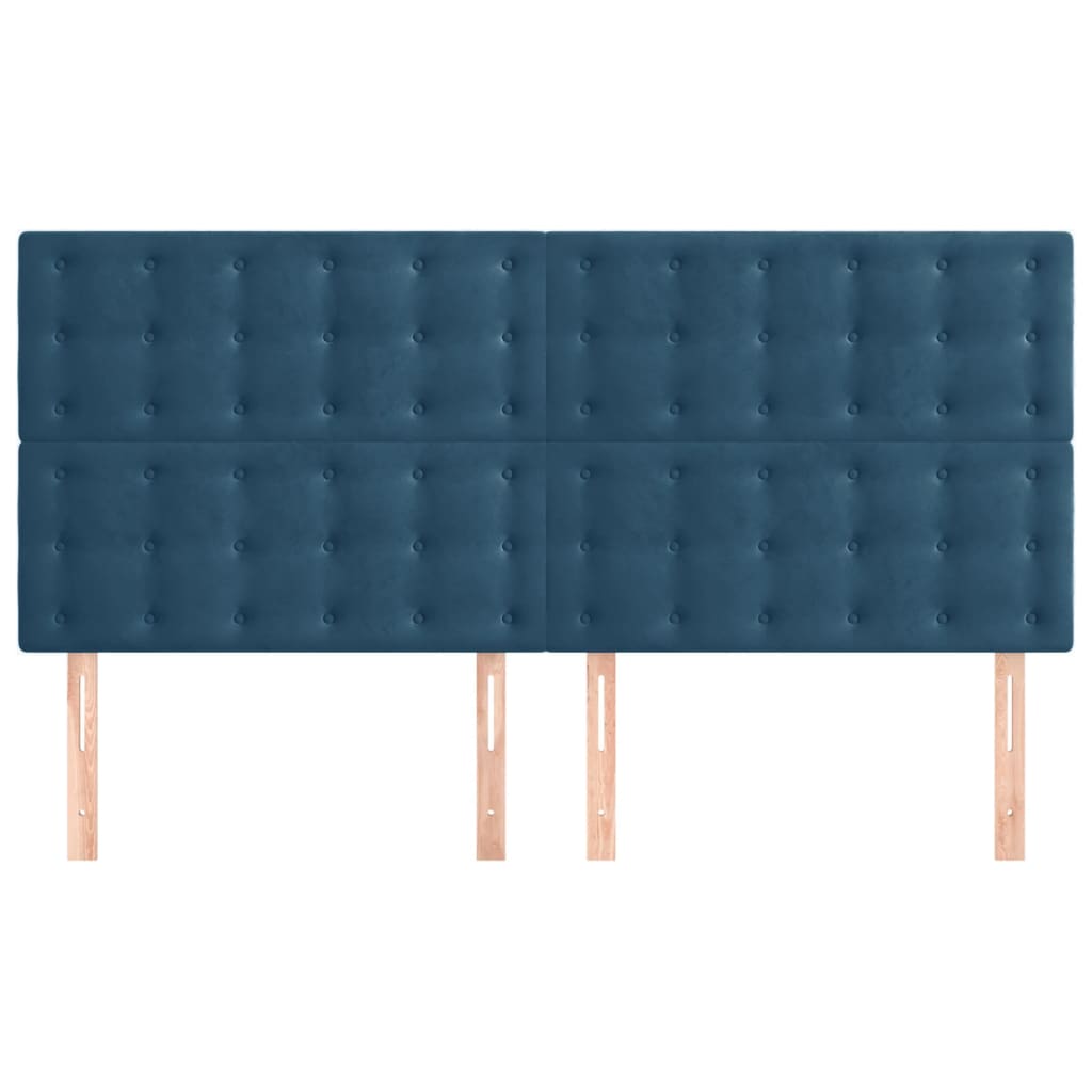 Testiere 4 pz Blu Scuro 100x5x78/88 cm in Velluto