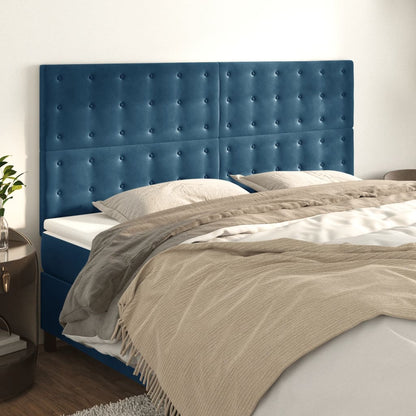 Testiere 4 pz Blu Scuro 100x5x78/88 cm in Velluto