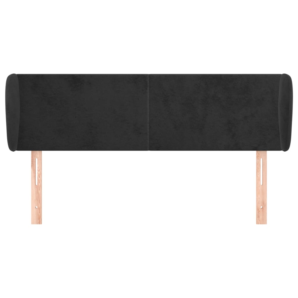 Testiera ad Orecchio Nera 147x23x78/88 cm in Velluto