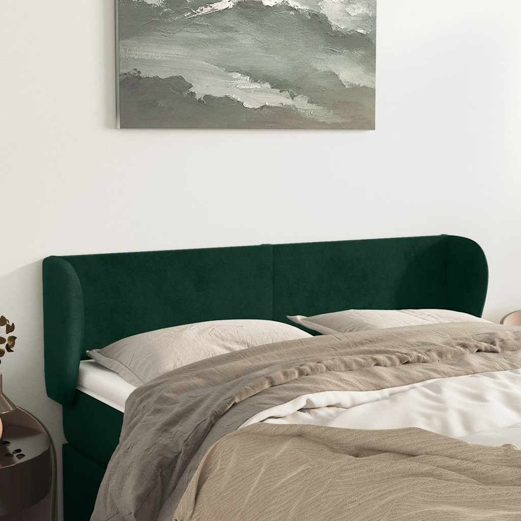 Testiera ad Orecchio Verde Scuro 147x23x78/88 cm in Velluto