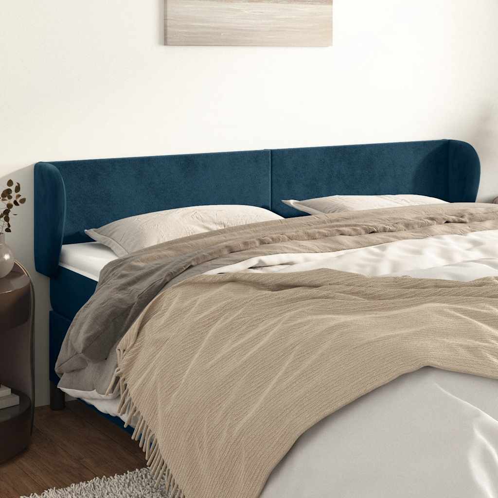 Testiera ad Orecchio Blu Scuro 163x23x78/88 cm in Velluto