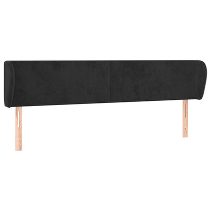 Testiera ad Orecchio Nera 183x23x78/88 cm in Velluto