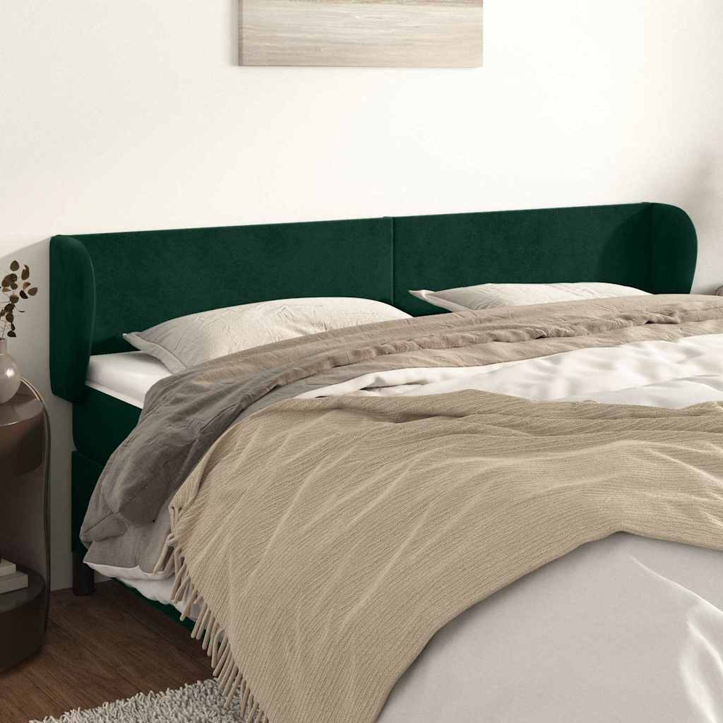 Testiera ad Orecchio Verde Scuro 203x23x78/88 cm in Velluto