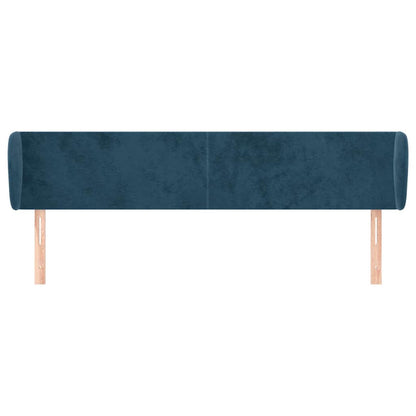 Testiera ad Orecchio Blu Scuro 203x23x78/88 cm in Velluto