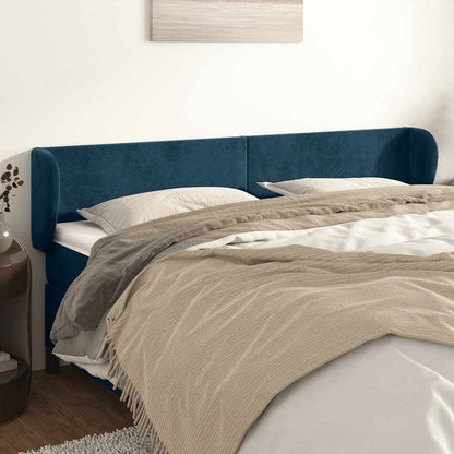 Testiera ad Orecchio Blu Scuro 203x23x78/88 cm in Velluto