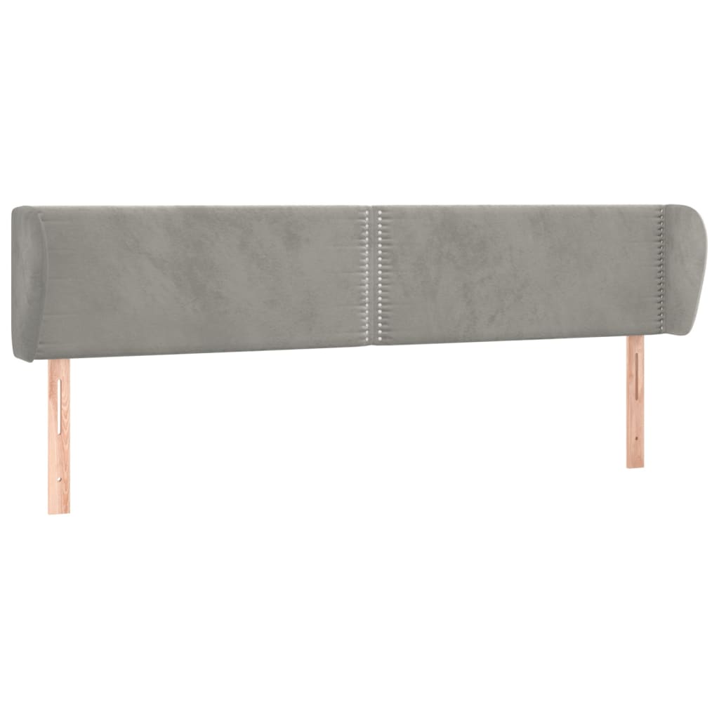 Testiera ad Orecchio Grigio Chiaro 163x23x78/88 cm in Velluto