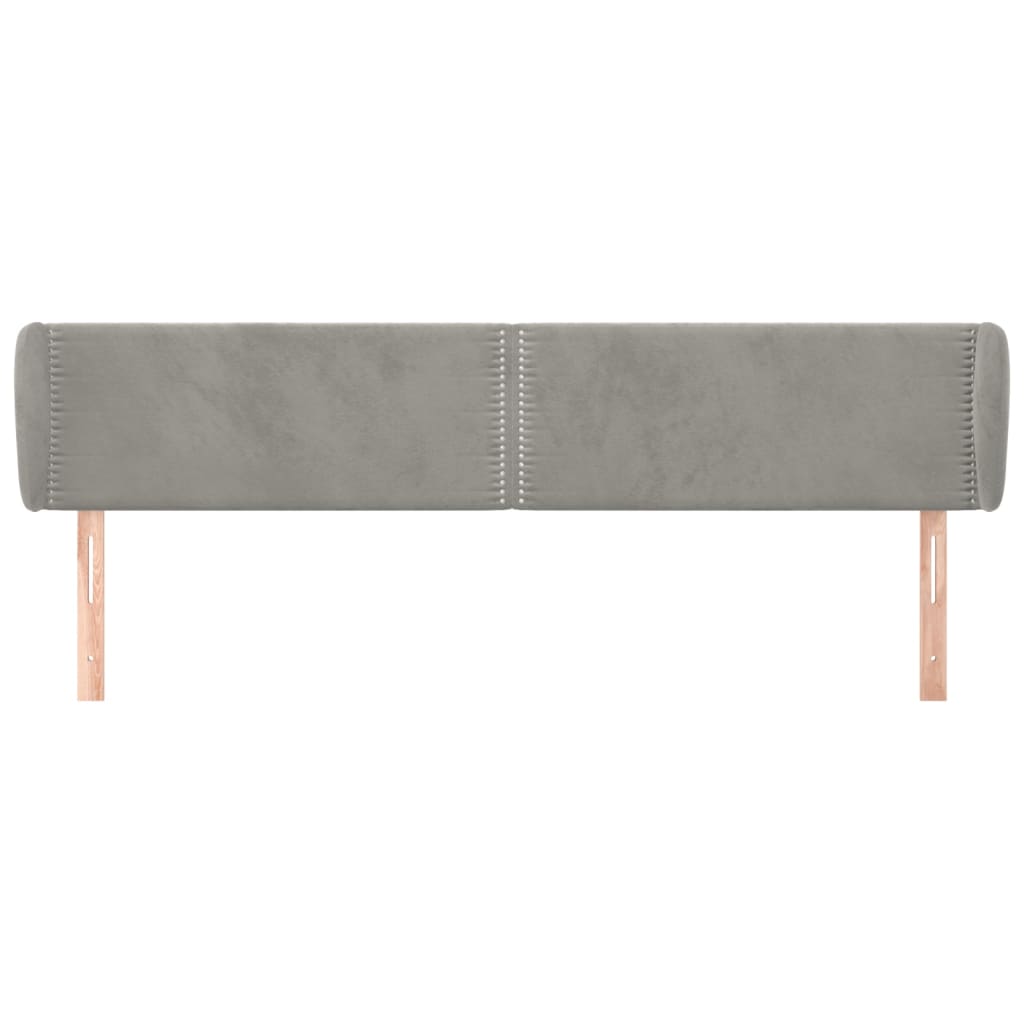 Testiera ad Orecchio Grigio Chiaro 163x23x78/88 cm in Velluto