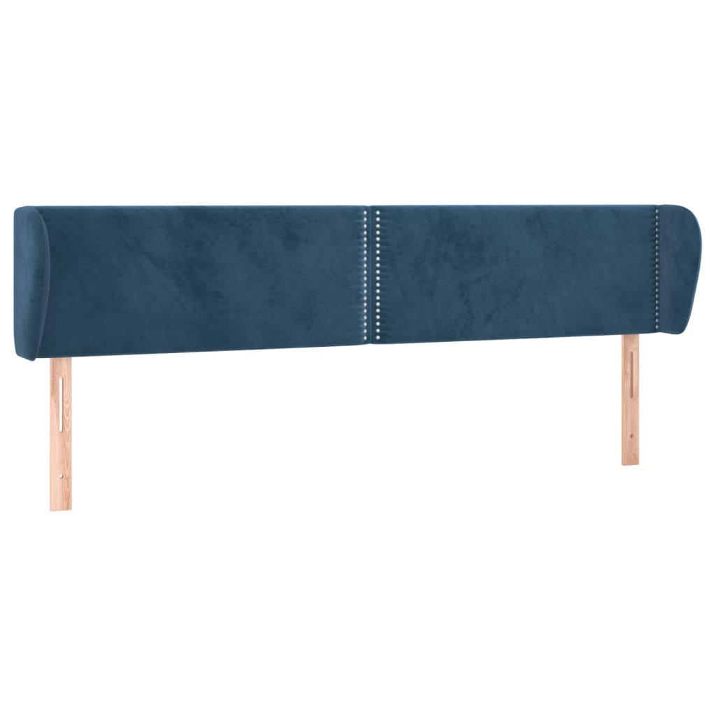 Testiera ad Orecchio Blu Scuro 163x23x78/88 cm in Velluto