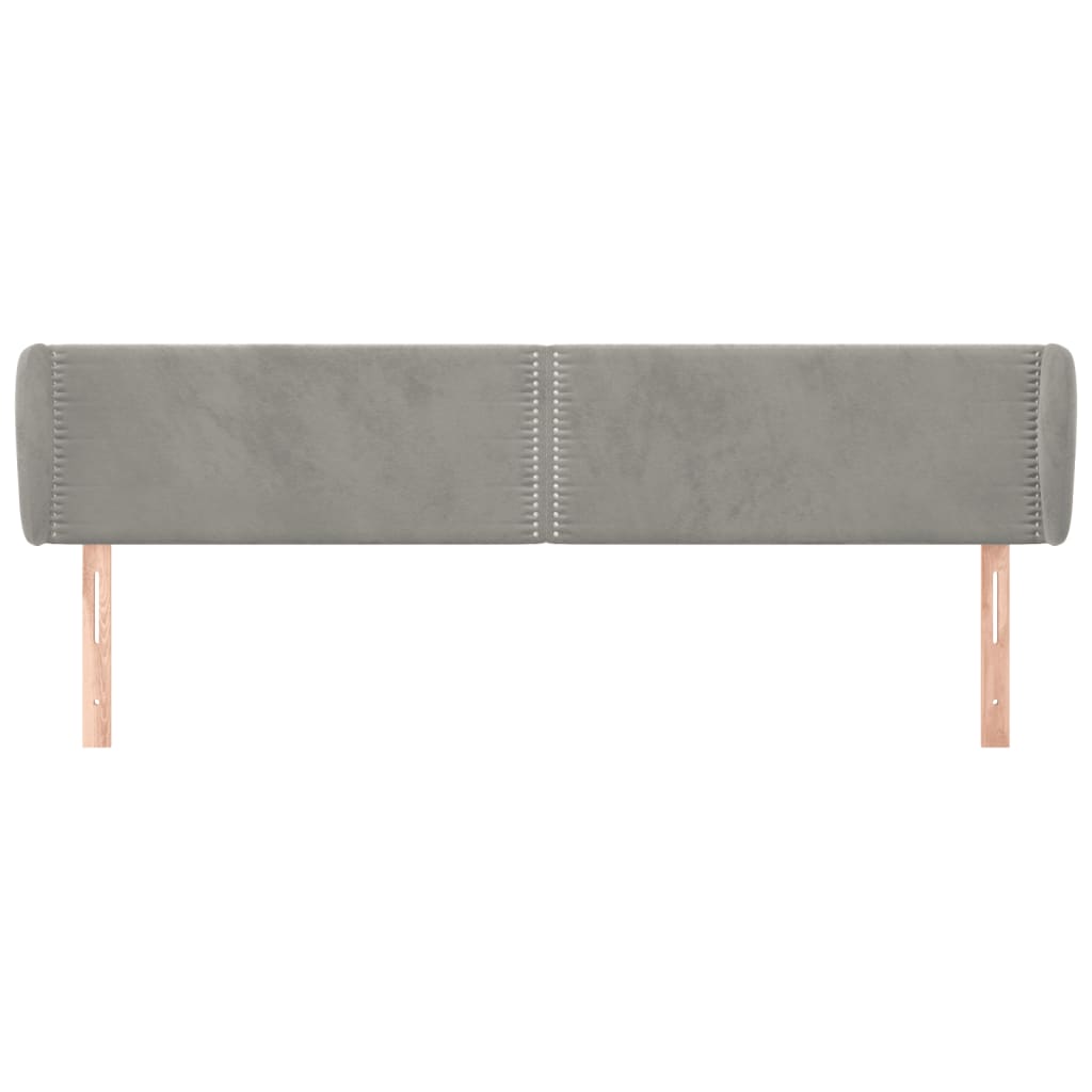 Testiera ad Orecchio Grigio Chiaro 183x23x78/88 cm in Velluto