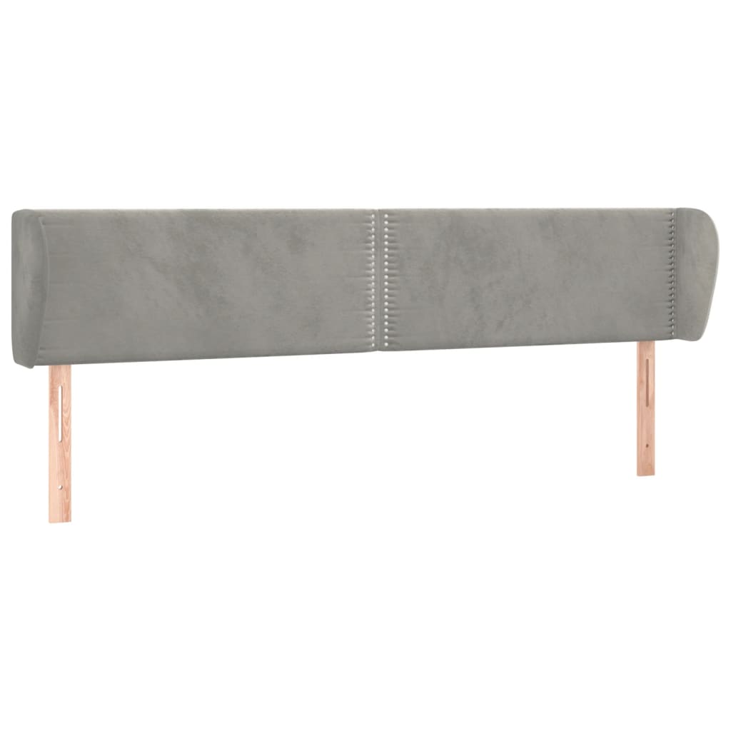 Testiera ad Orecchio Grigio Chiaro 203x23x78/88 cm in Velluto