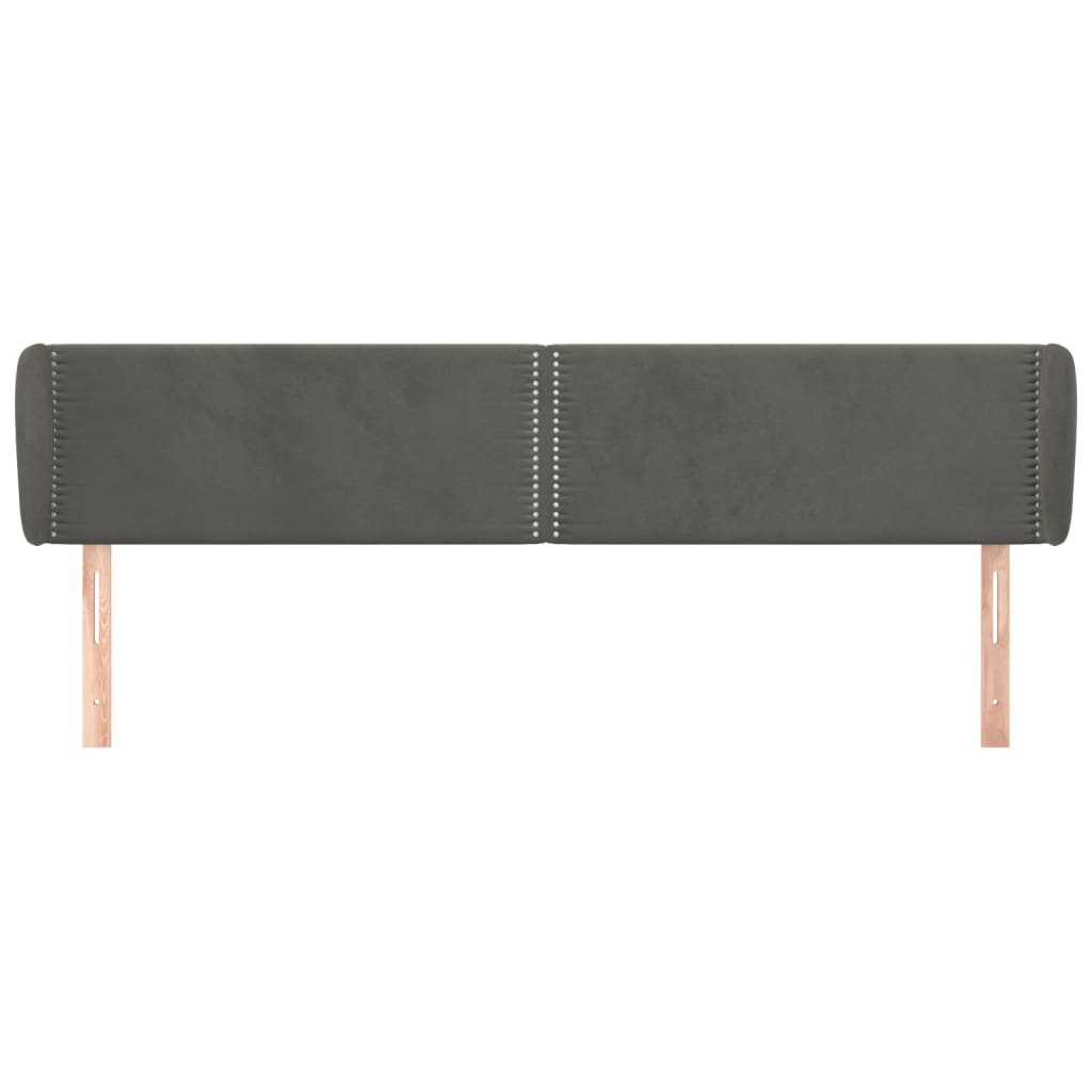 Testiera ad Orecchio Grigio Scuro 203x23x78/88 cm in Velluto