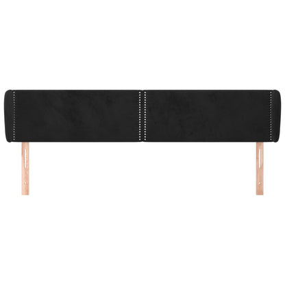 Testiera ad Orecchio Nera 203x23x78/88 cm in Velluto