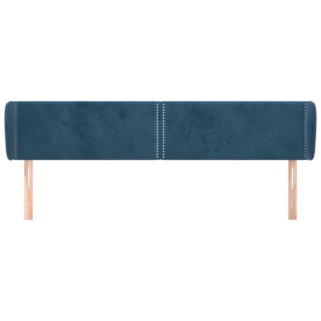 Testiera ad Orecchio Blu Scuro 203x23x78/88 cm in Velluto