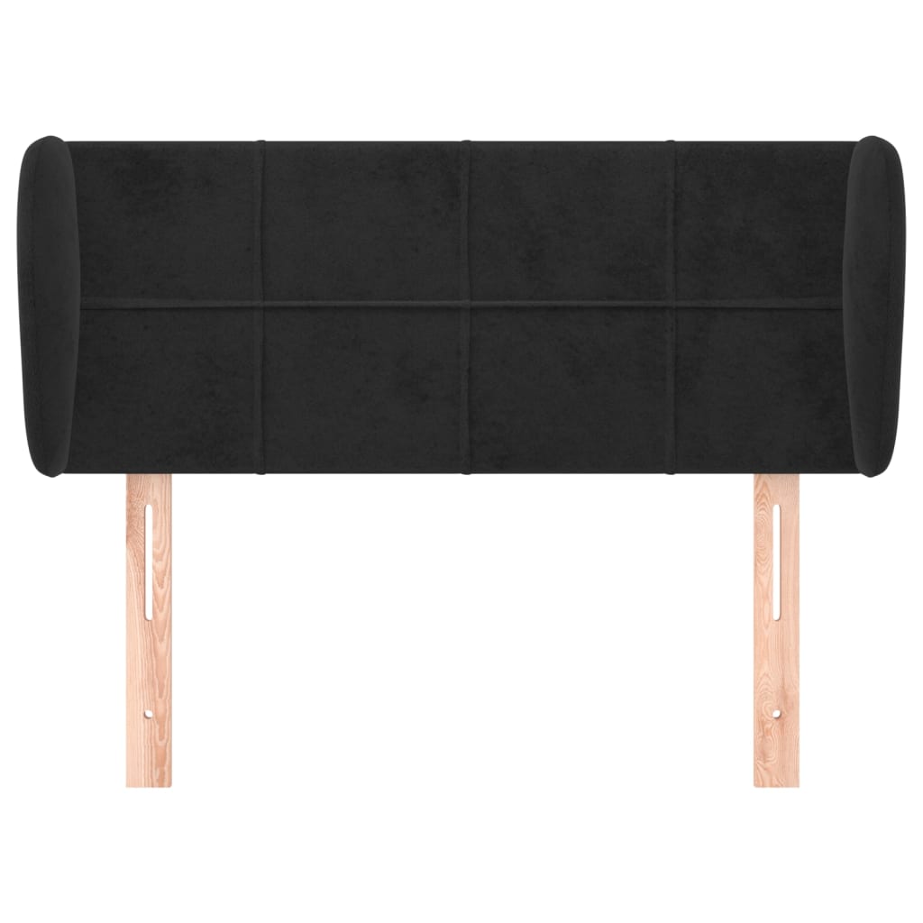 Testiera ad Orecchio Nera 83 x 23 x 78/88 cm in Velluto