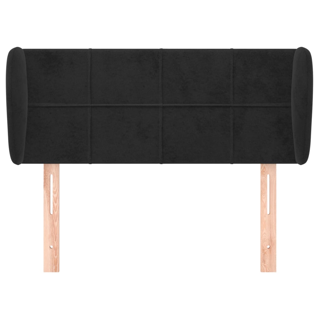 Testiera ad Orecchio Nera 93x23x78/88 cm in Velluto