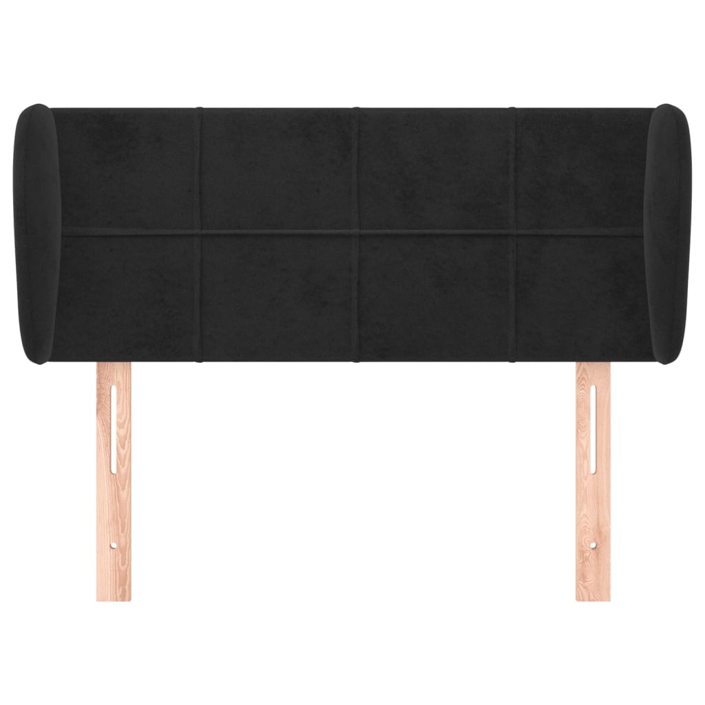 Testiera ad Orecchio Nera 103x23x78/88 cm in Velluto