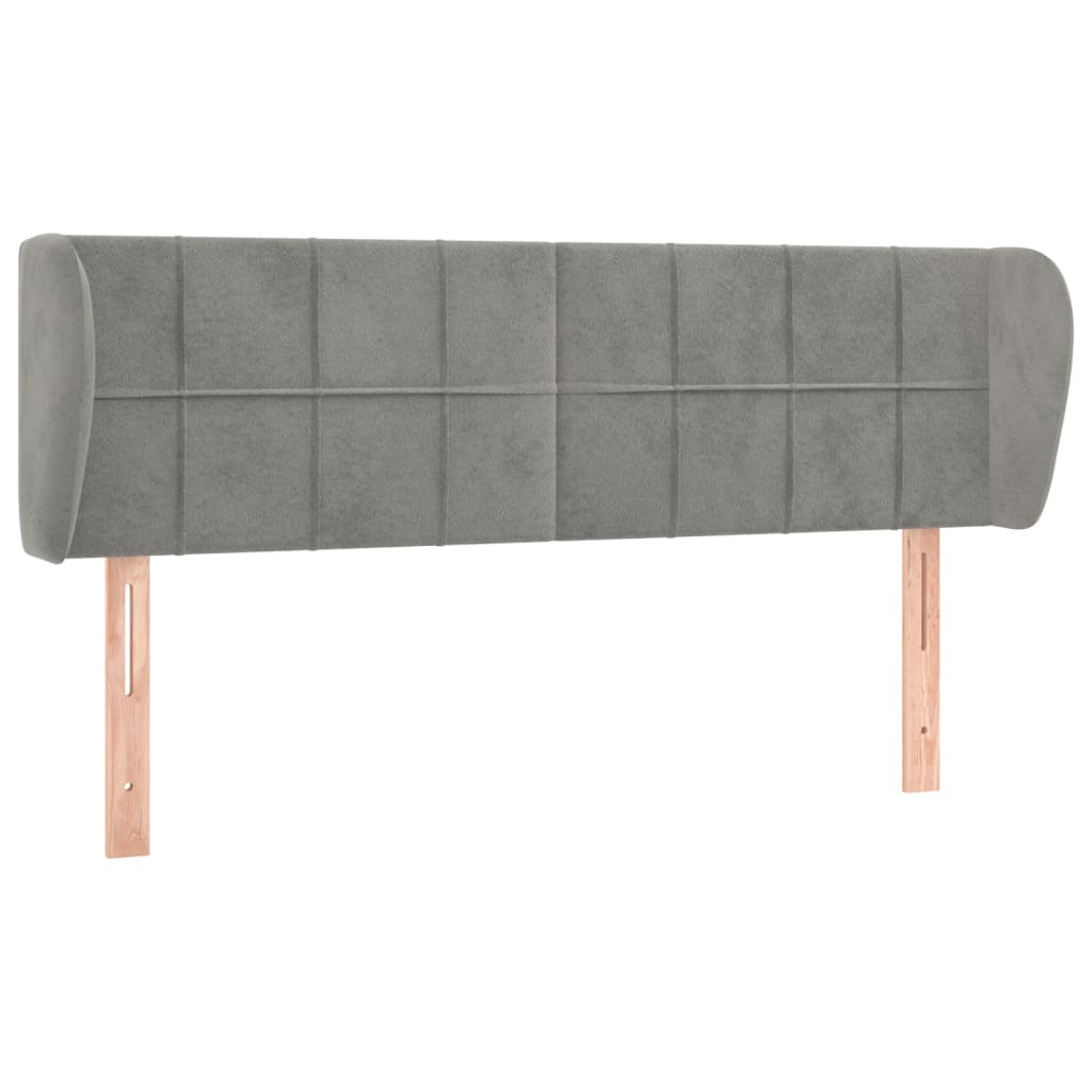 Testiera ad Orecchio Grigio Chiaro 147x23x78/88 cm in Velluto