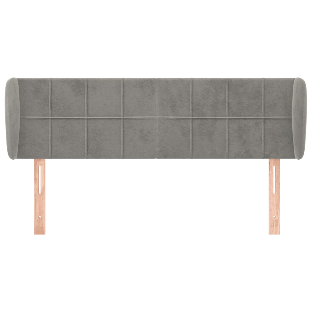Testiera ad Orecchio Grigio Chiaro 147x23x78/88 cm in Velluto