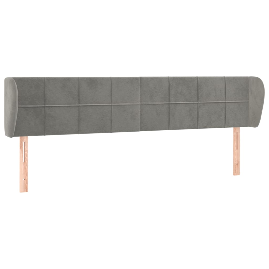 Testiera ad Orecchio Grigio Chiaro 163x23x78/88 cm in Velluto