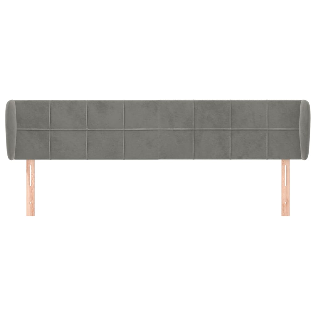 Testiera ad Orecchio Grigio Chiaro 163x23x78/88 cm in Velluto