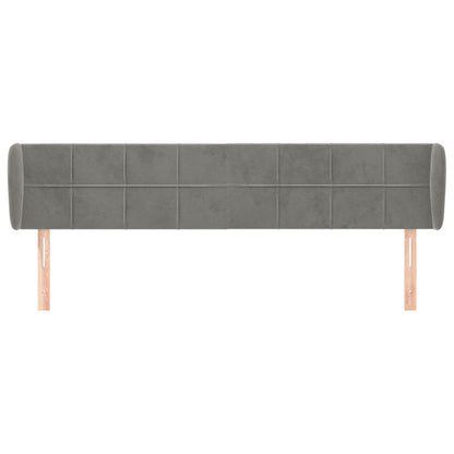 Testiera ad Orecchio Grigio Chiaro 163x23x78/88 cm in Velluto
