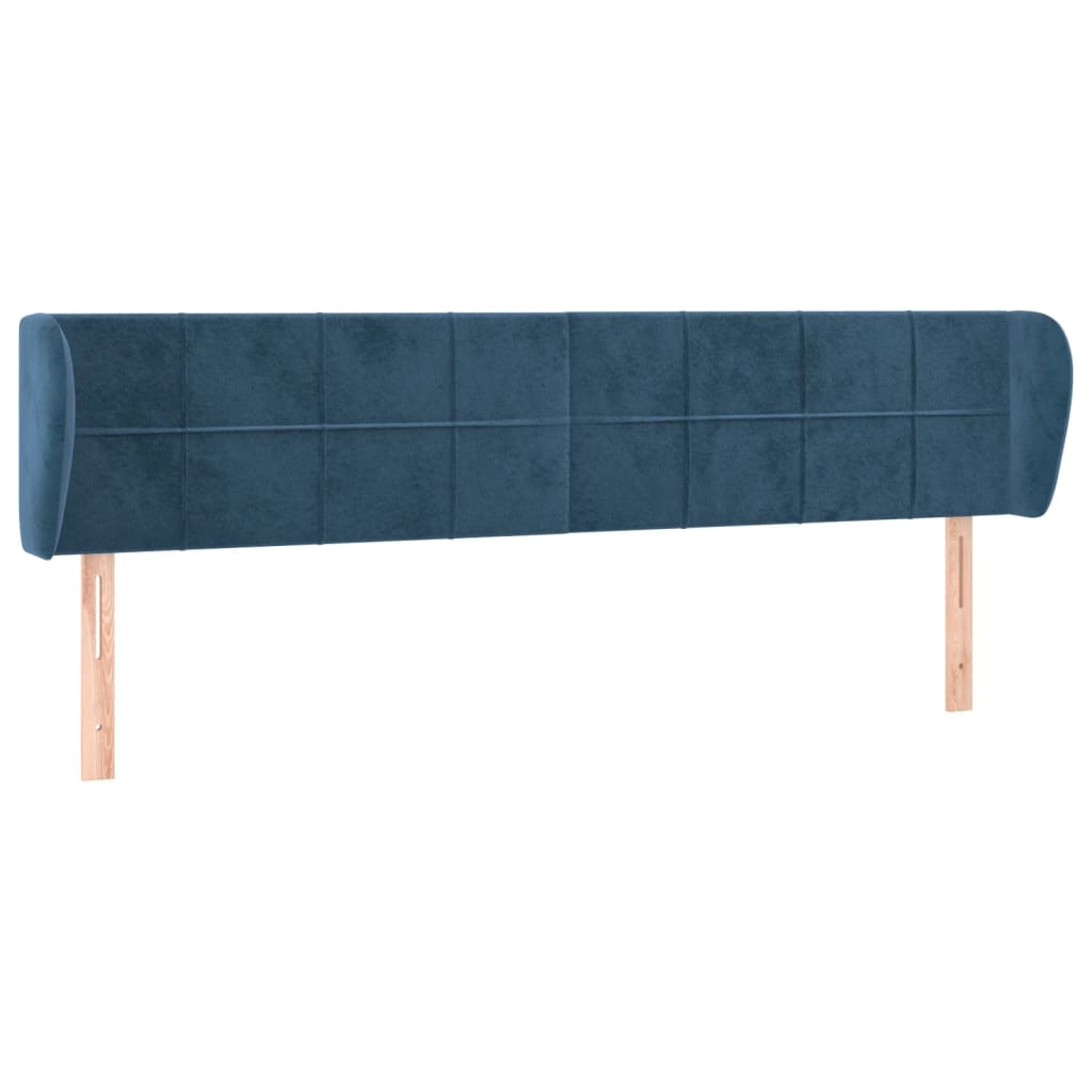 Testiera ad Orecchio Blu Scuro 163x23x78/88 cm in Velluto