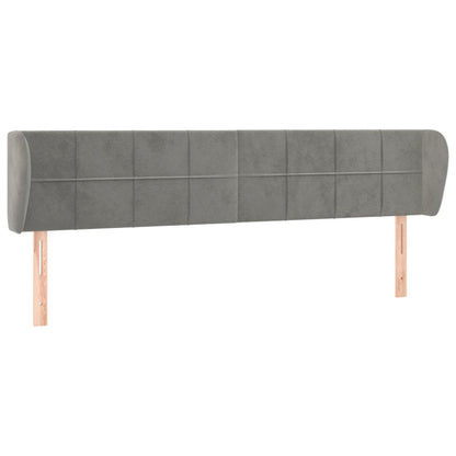 Testiera ad Orecchio Grigio Chiaro 203x23x78/88 cm in Velluto