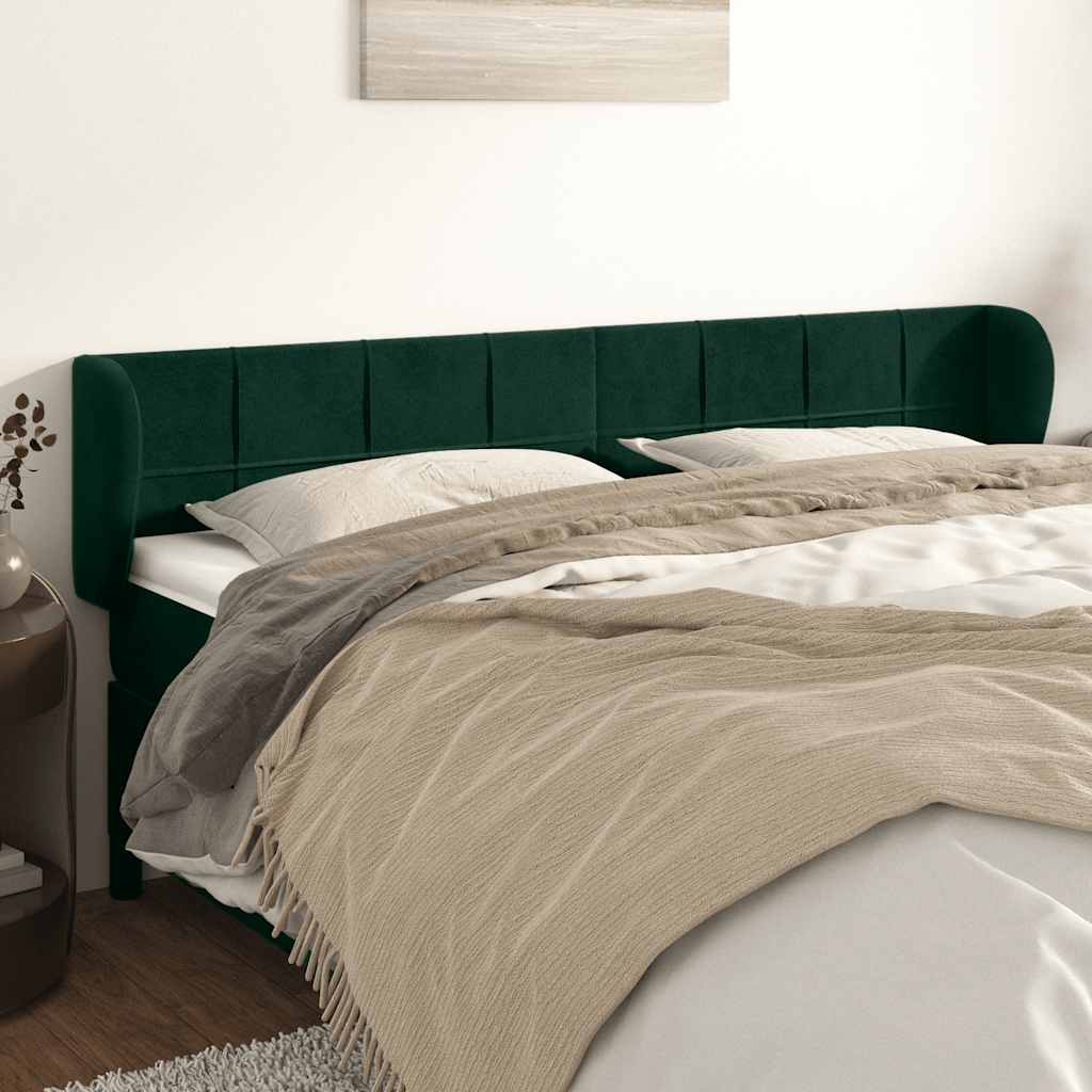 Testiera ad Orecchio Verde Scuro 203x23x78/88 cm in Velluto