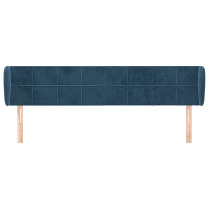 Testiera ad Orecchio Blu Scuro 203x23x78/88 cm in Velluto