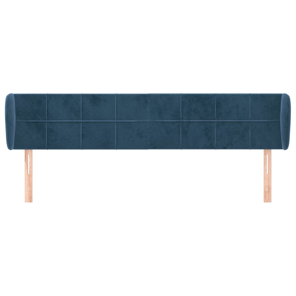 Testiera ad Orecchio Blu Scuro 203x23x78/88 cm in Velluto