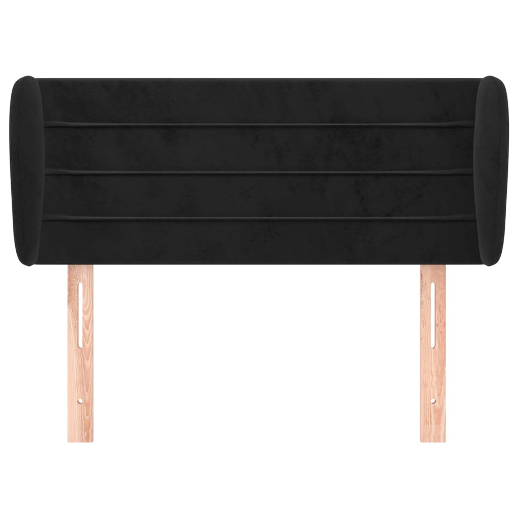 Testiera ad Orecchio Nera 103x23x78/88 cm in Velluto