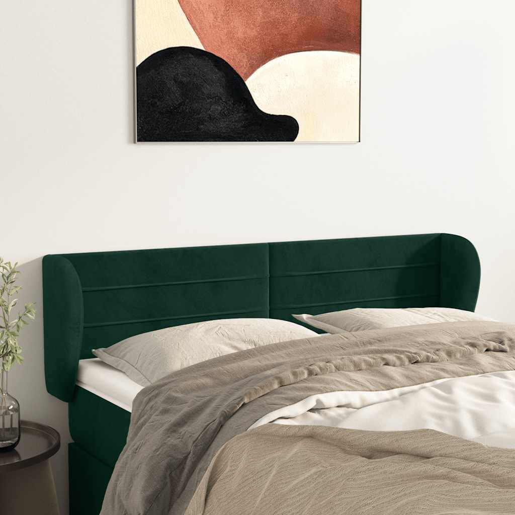Testiera ad Orecchio Verde Scuro 147x23x78/88 cm in Velluto
