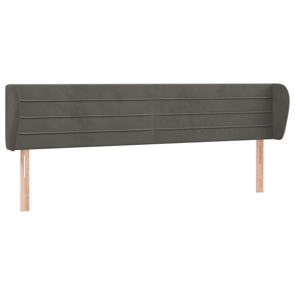 Testiera ad Orecchio Grigio Scuro 163x23x78/88 cm in Velluto