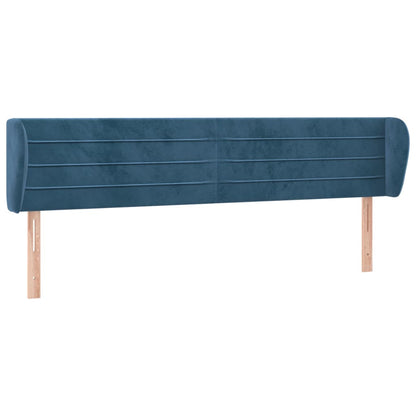 Testiera ad Orecchio Blu Scuro 163x23x78/88 cm in Velluto