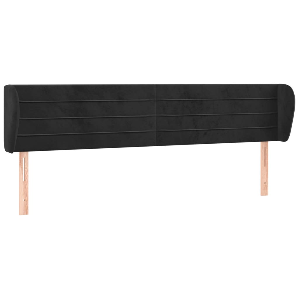Testiera ad Orecchio Nera 183x23x78/88 cm in Velluto