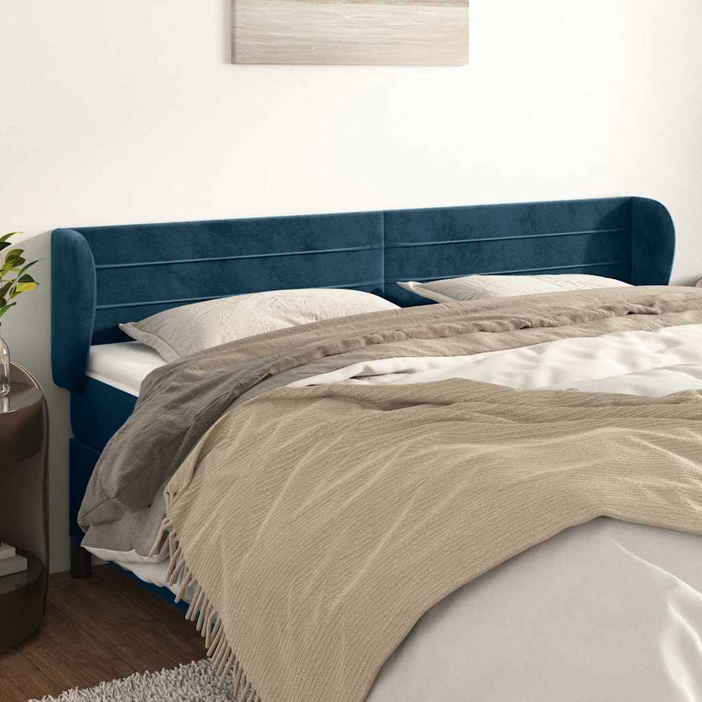 Testiera ad Orecchio Blu Scuro 183x23x78/88 cm in Velluto