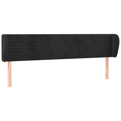 Testiera ad Orecchio Nera 203x23x78/88 cm in Velluto