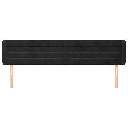 Testiera ad Orecchio Nera 203x23x78/88 cm in Velluto