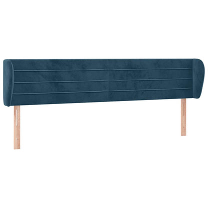 Testiera ad Orecchio Blu Scuro 203x23x78/88 cm in Velluto