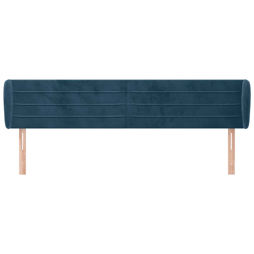 Testiera ad Orecchio Blu Scuro 203x23x78/88 cm in Velluto
