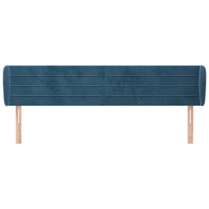 Testiera ad Orecchio Blu Scuro 203x23x78/88 cm in Velluto