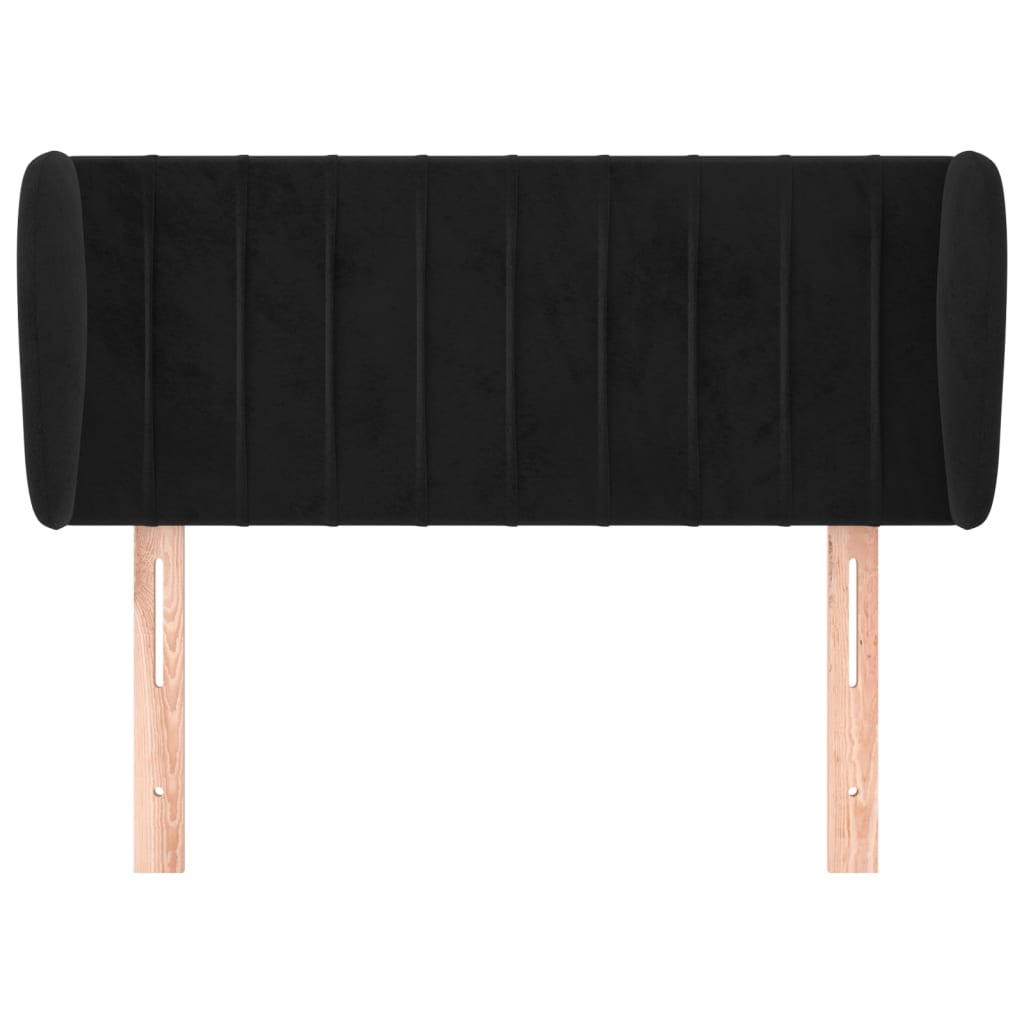 Testiera ad Orecchio Nera 93x23x78/88 cm in Velluto
