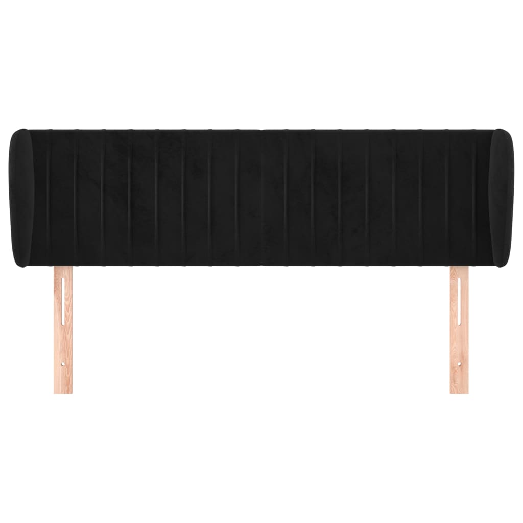 Testiera ad Orecchio Nera 147x23x78/88 cm in Velluto