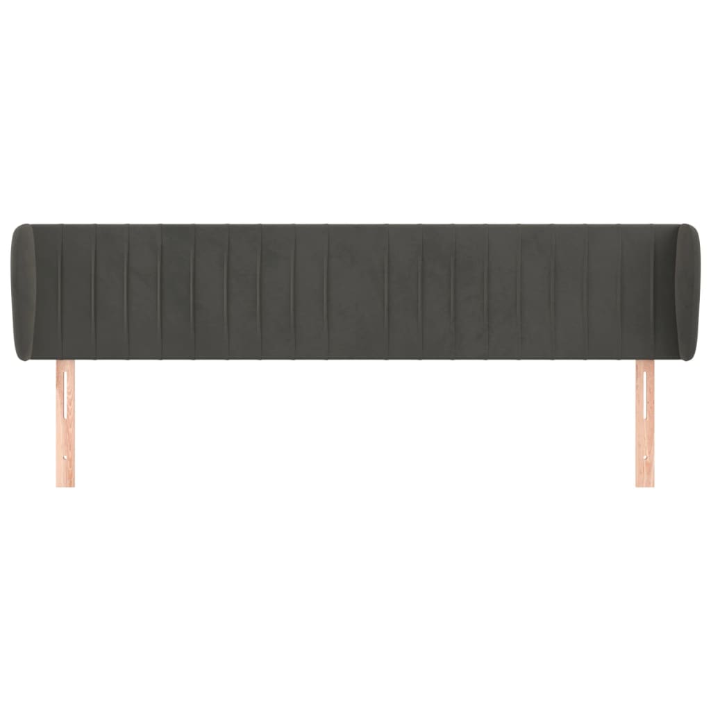 Testiera ad Orecchio Grigio Scuro 163x23x78/88 cm in Velluto