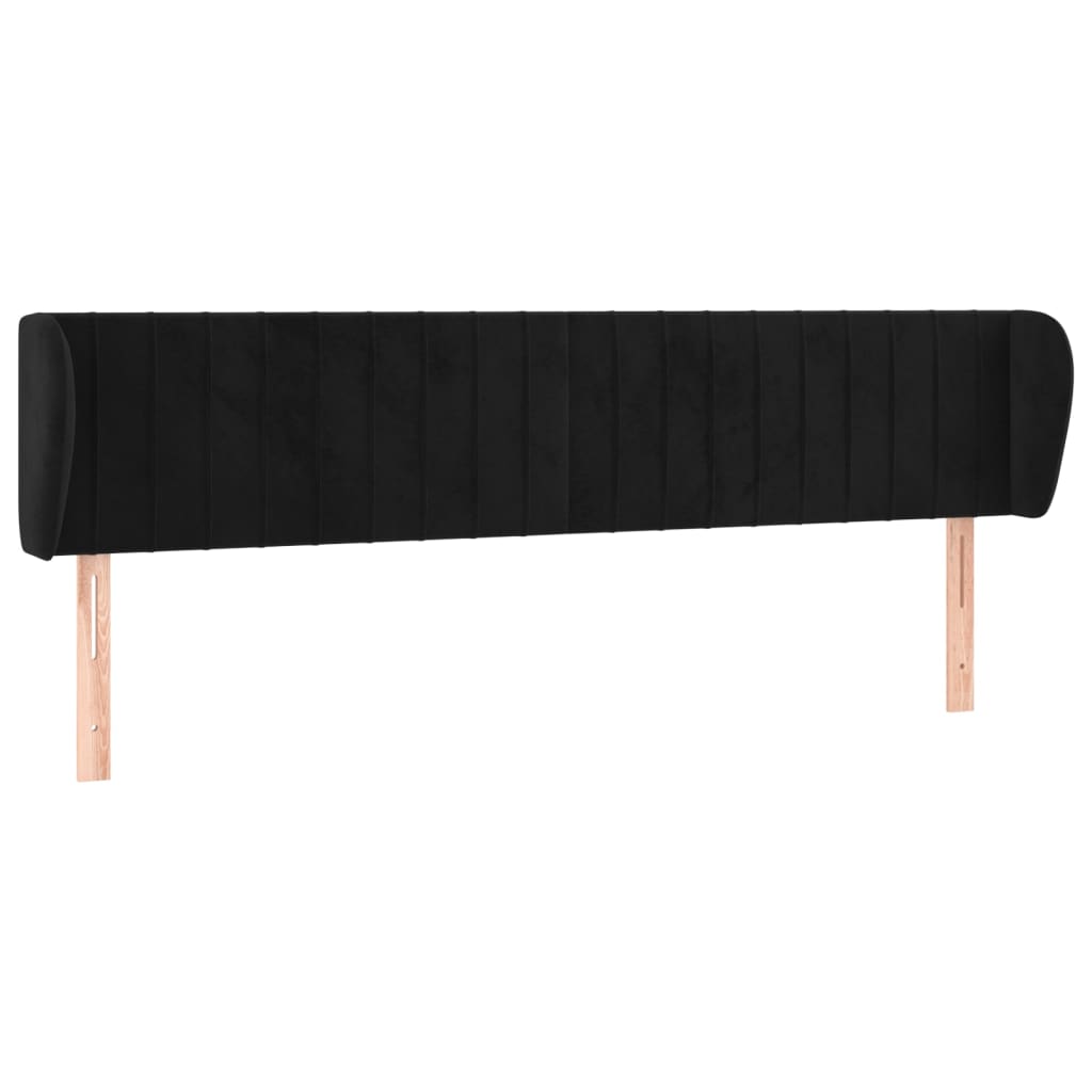 Testiera ad Orecchio Nera 203x23x78/88 cm in Velluto
