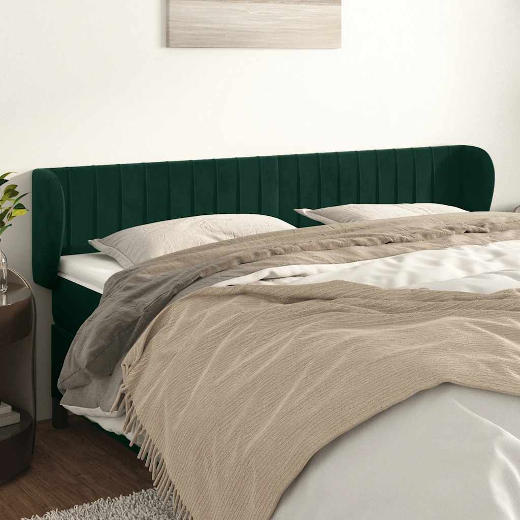 Testiera ad Orecchio Verde Scuro 203x23x78/88 cm in Velluto