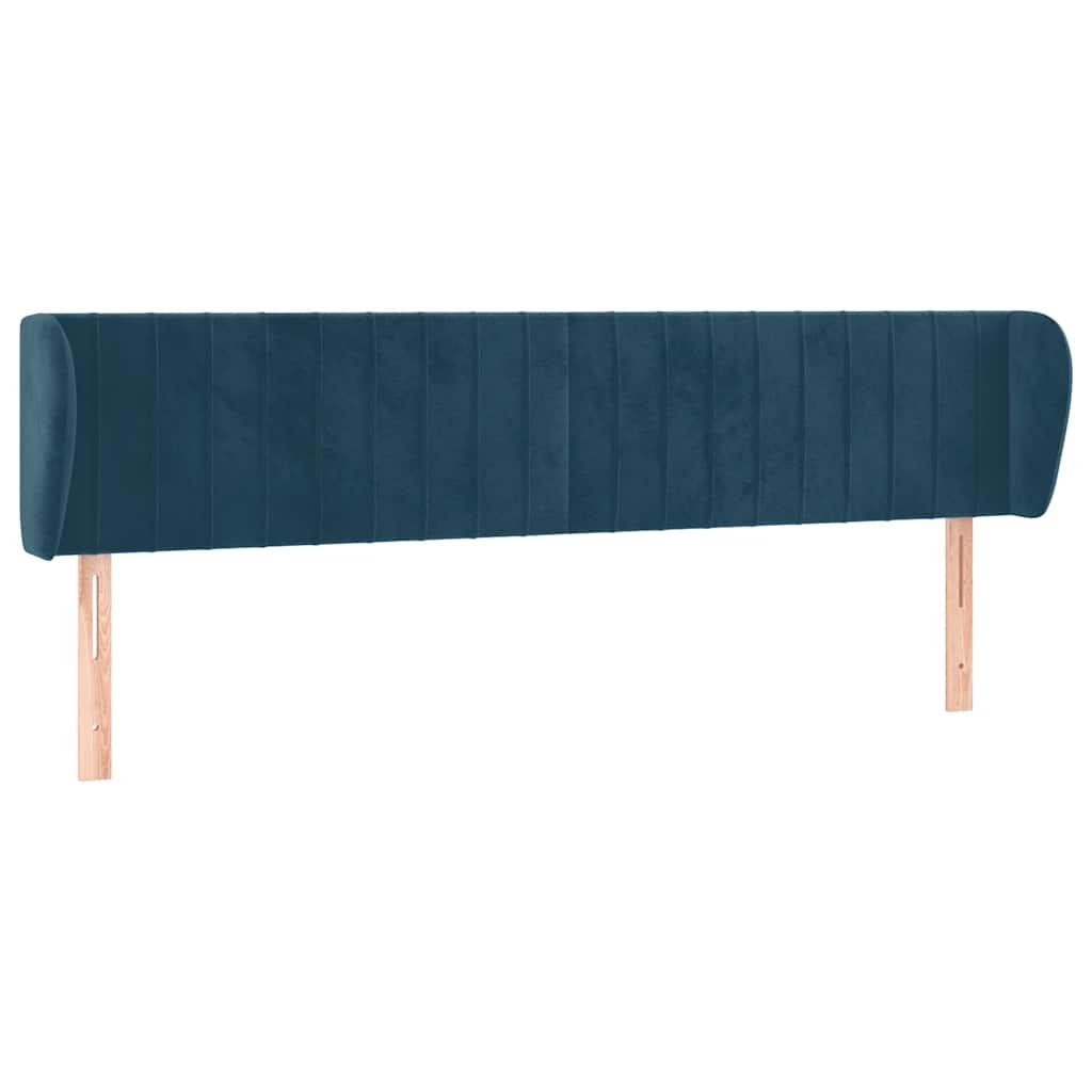 Testiera ad Orecchio Blu Scuro 203x23x78/88 cm in Velluto